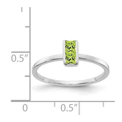 Massiv 14K Weißgold Synthetisch Peridot Ring