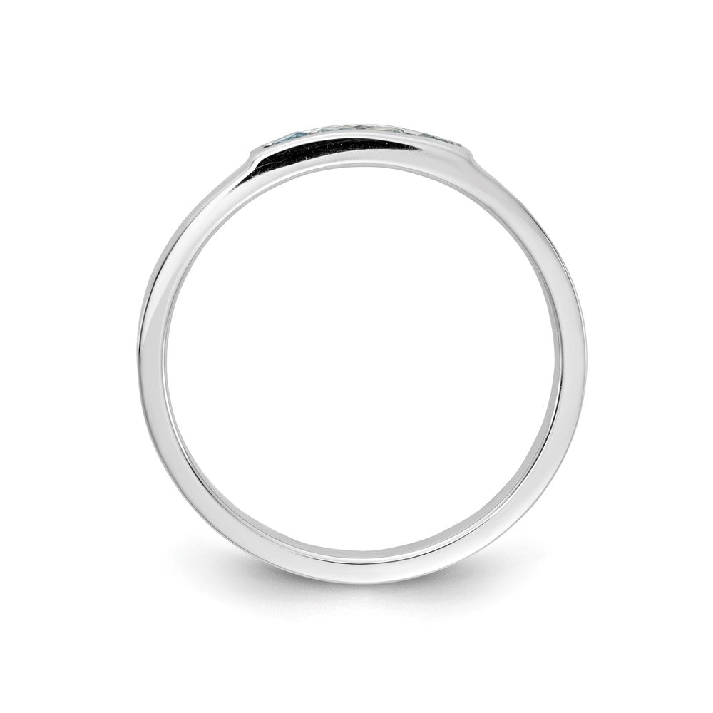 Massivring aus 14K Weißgold mit 4 simulierten blauen Topasen