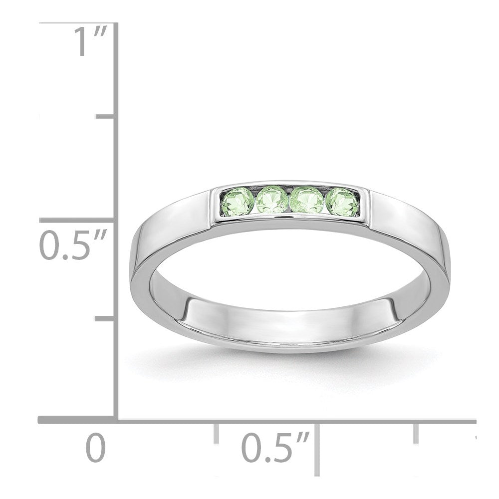 Solid 585 Weißgold Ring mit 4 simulierten Peridot-Steinen