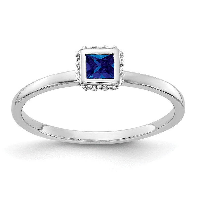 14K Weißgold Ring mit natürlichen Diamanten und blauen Saphiren