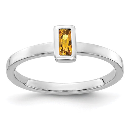 14K Weißgold Citrin Ring