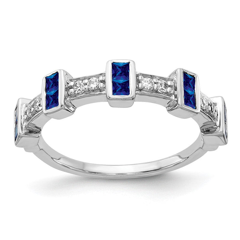 14K Weißgold Fashion-Ring mit natürlichen Diamanten und Saphiren