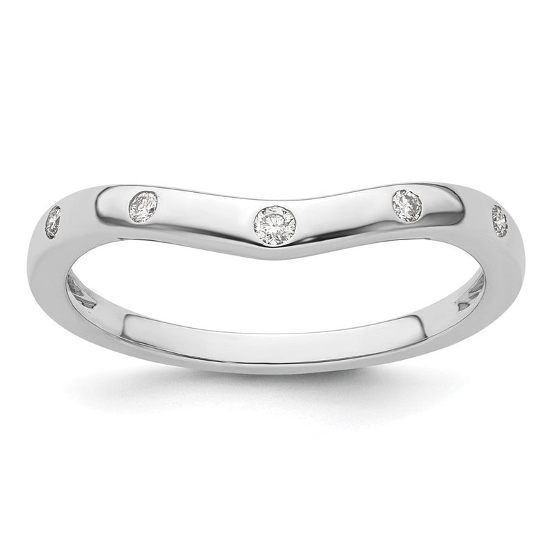 14K Weißgold Ring mit 5 Diamanten, geschwungenes Design
