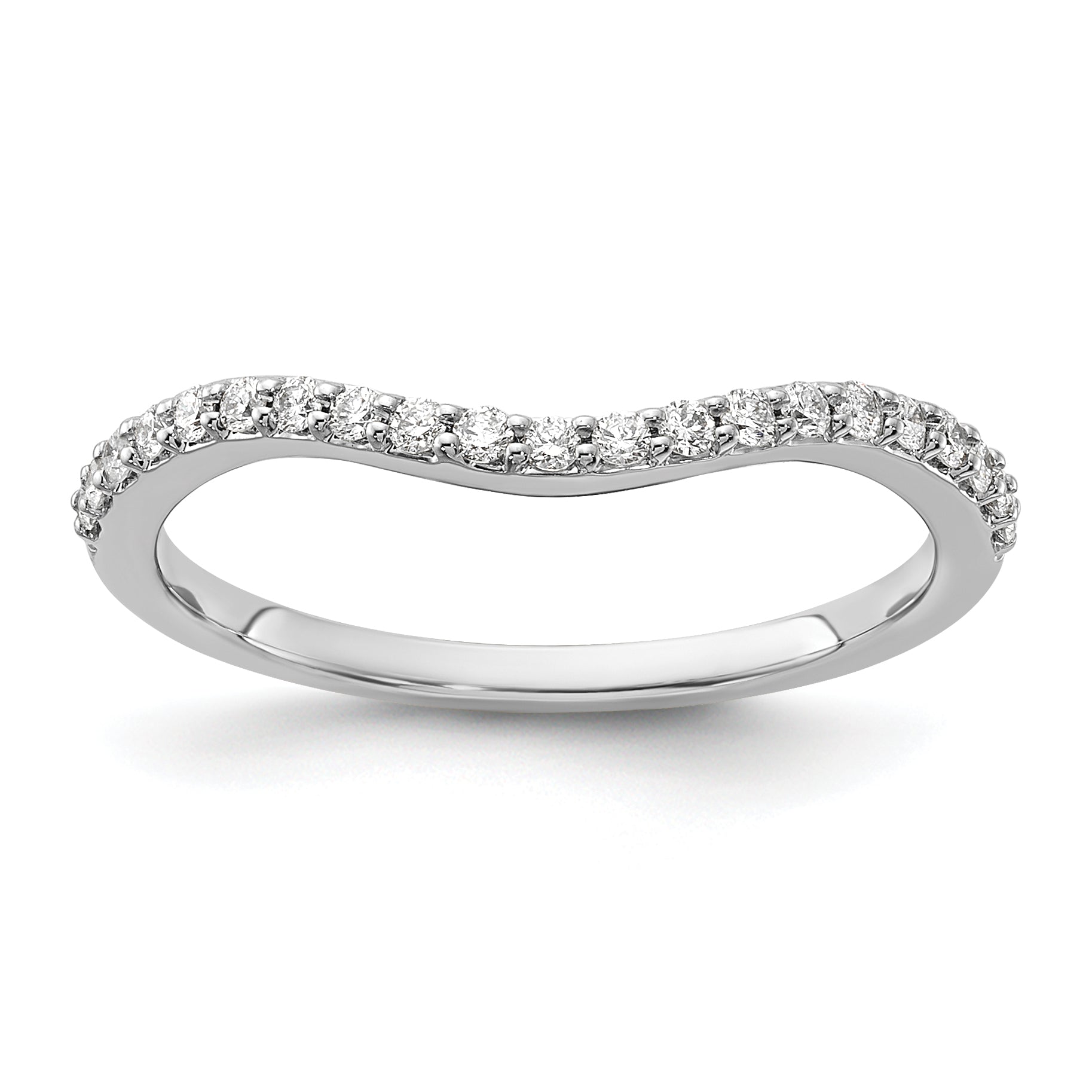 14K Weißgold Gebogen Diamant Ring