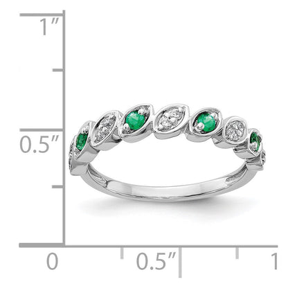 14K Weißgold Ring mit Diamant und Smaragd in Fantasieform