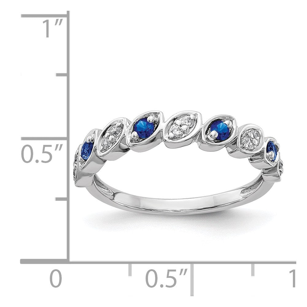 14K Weißgold Fantasie Diamant und Saphir Ring