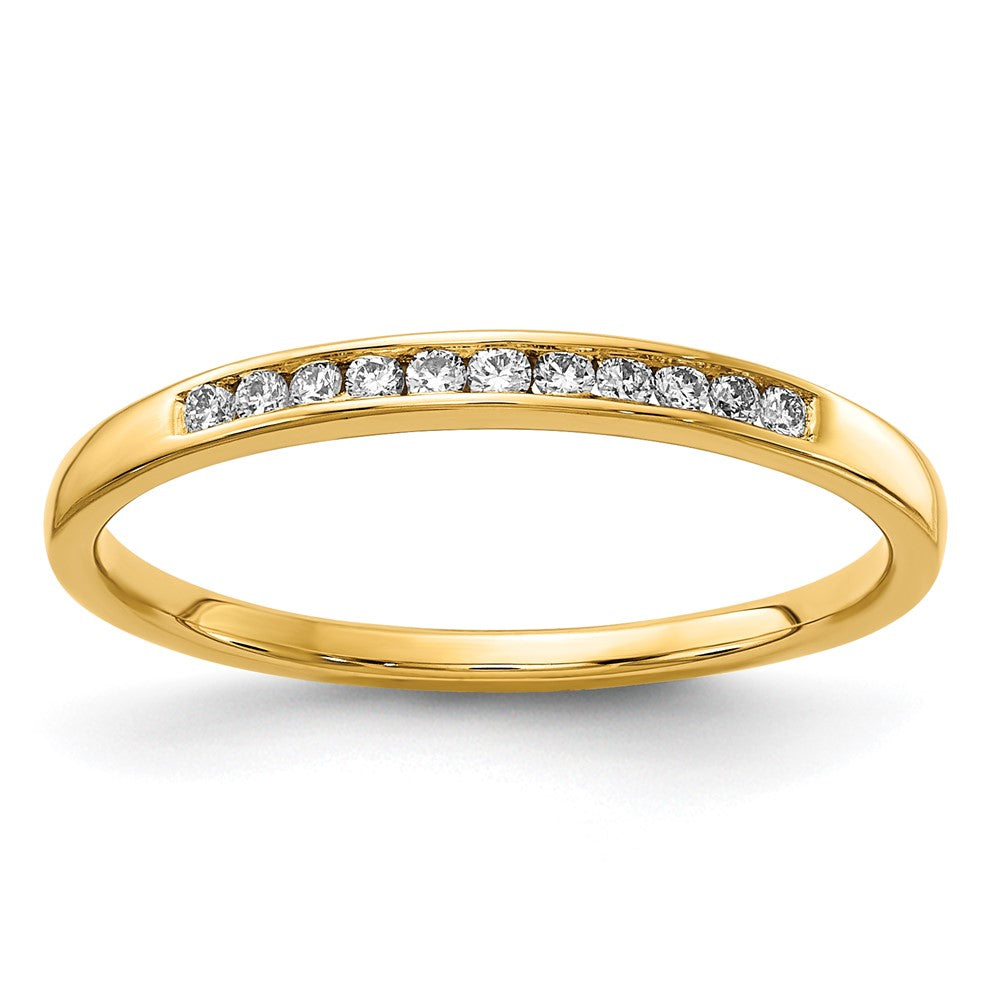 14K Gelbgold Ring mit 0,10 ct. im Kanal gefassten, im Labor gezüchteten Diamanten VS/SI+ G+