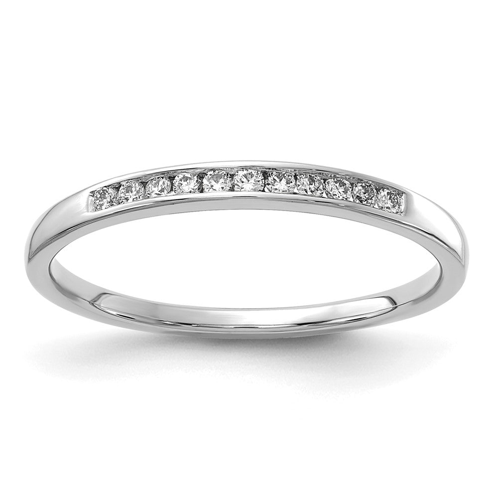 14K Weißgold Ring mit 0,10 ct. im Kanalfassung, im Labor gezüchteten Diamanten VS/SI+ G+