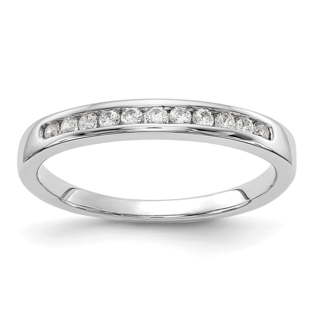 14K Weißgold Ring mit 0,2 ct. im Kanal gefassten, im Labor gezüchteten Diamanten VS/SI+ G+