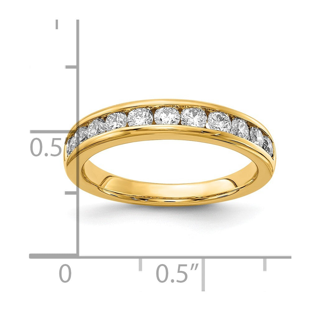 14K Gelbgold Ring mit 0,75 ct. im Kanalfassung-Design gefassten, im Labor gezüchteten Diamanten VS/SI+ G+