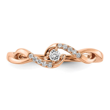 14K Roségold Diamant-Versprechensring mit echten Diamanten