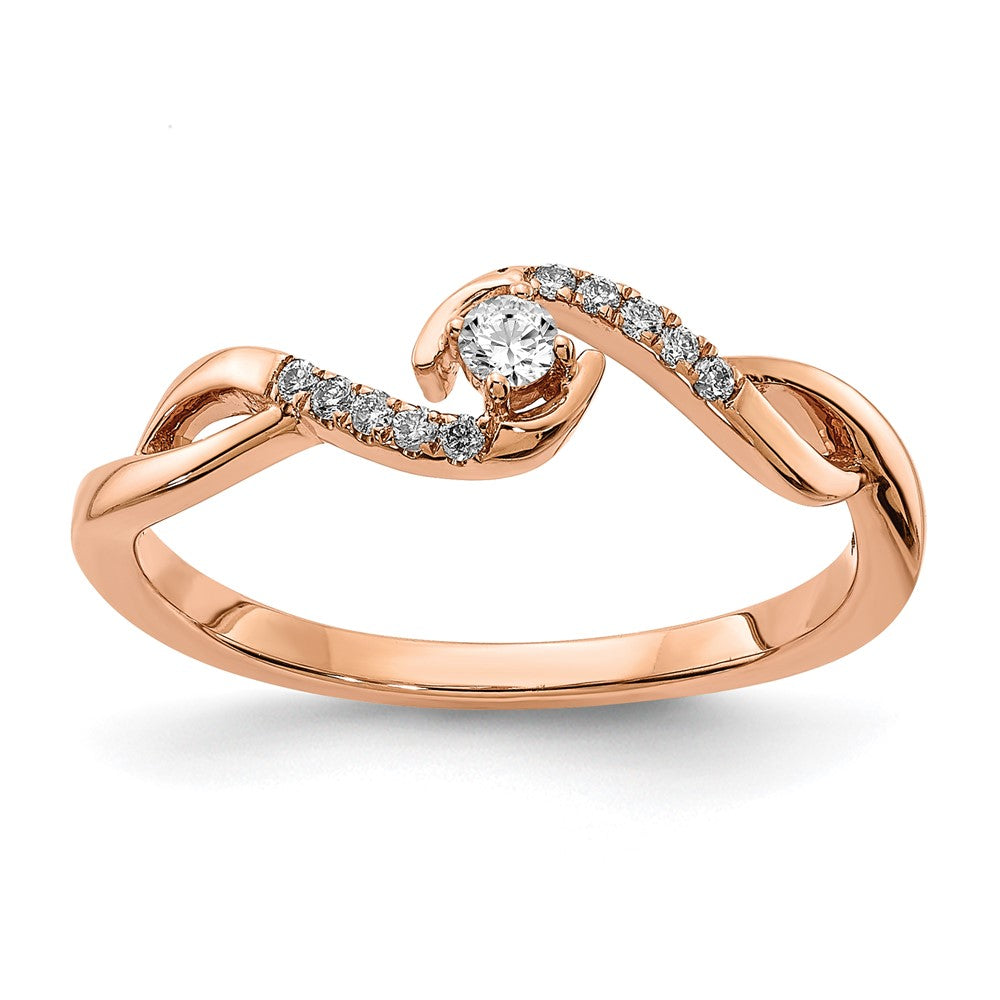 14K Roségold Diamant-Versprechensring mit echten Diamanten