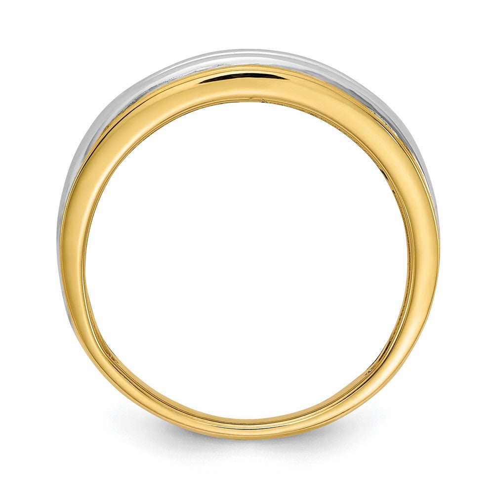 14K Gelb- & Weißgold Herrenring mit echten Diamanten