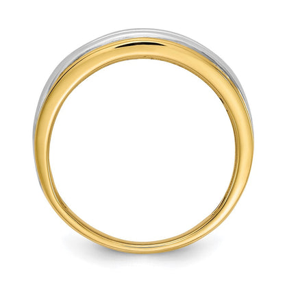 14K Gelb- & Weißgold Herrenring mit echten Diamanten