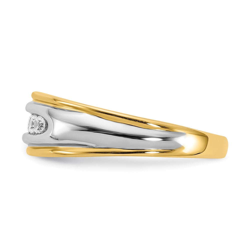 14K Gelb- & Weißgold Herrenring mit echten Diamanten