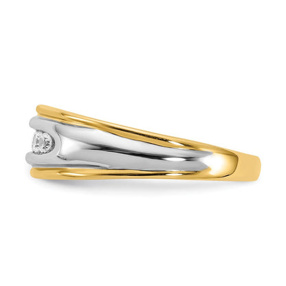 14K Gelb- & Weißgold Herrenring mit echten Diamanten