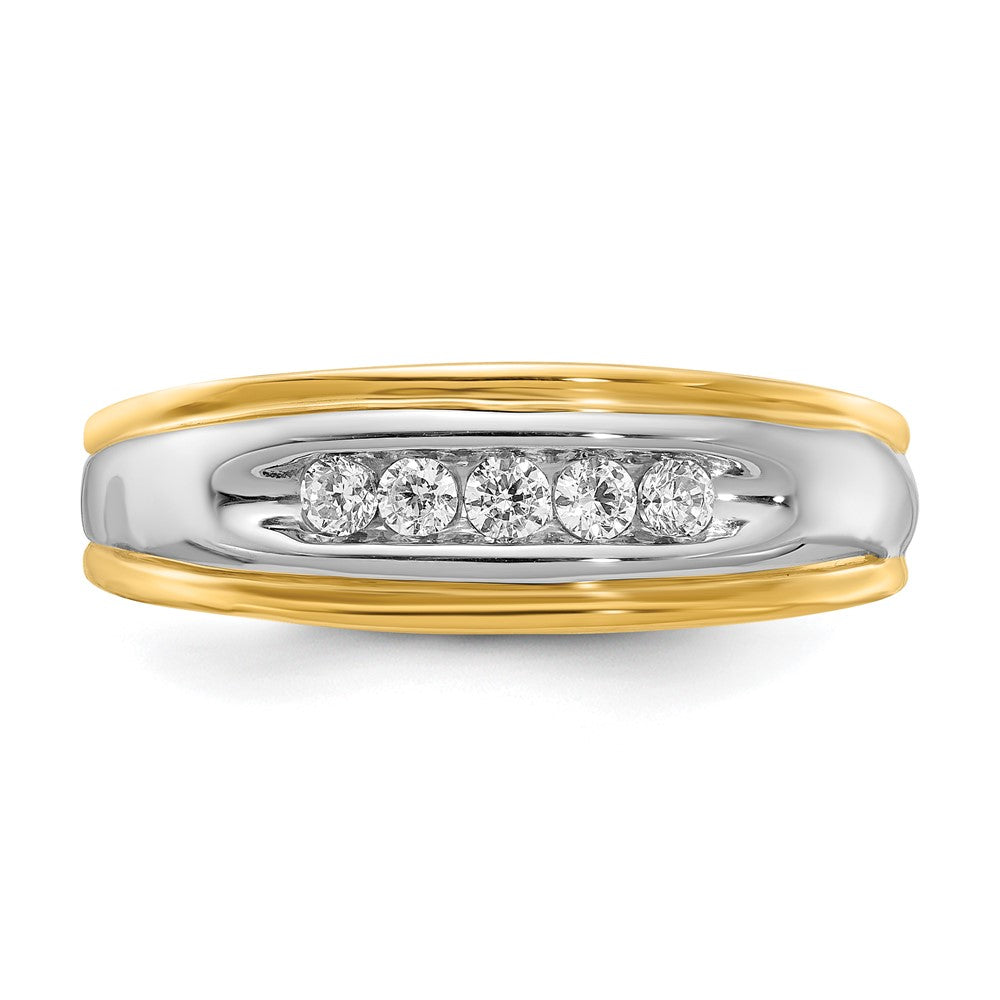 14K Gelb- & Weißgold Herrenring mit echten Diamanten