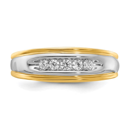 14K Gelb- & Weißgold Herrenring mit echten Diamanten