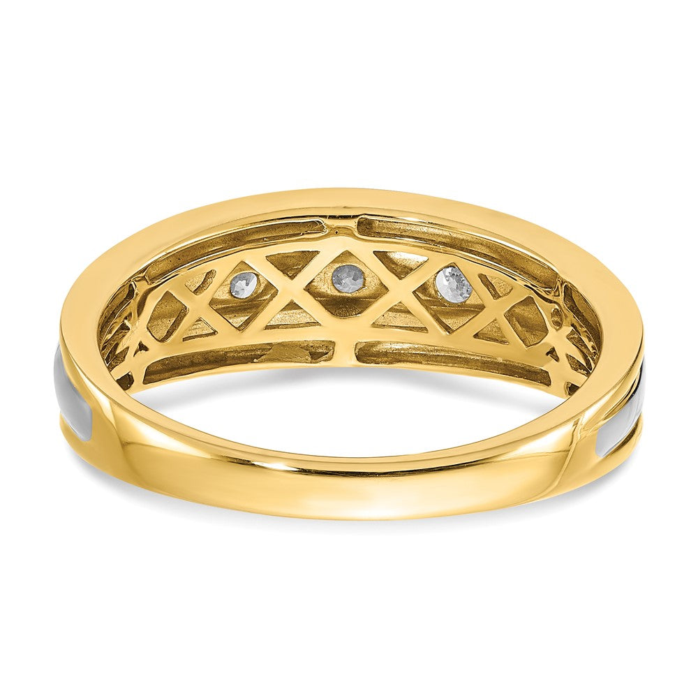 14K Gelb- & Weißgold Herrenring mit echten Diamanten