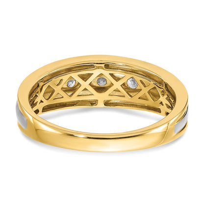 14K Gelb- & Weißgold Herrenring mit echten Diamanten