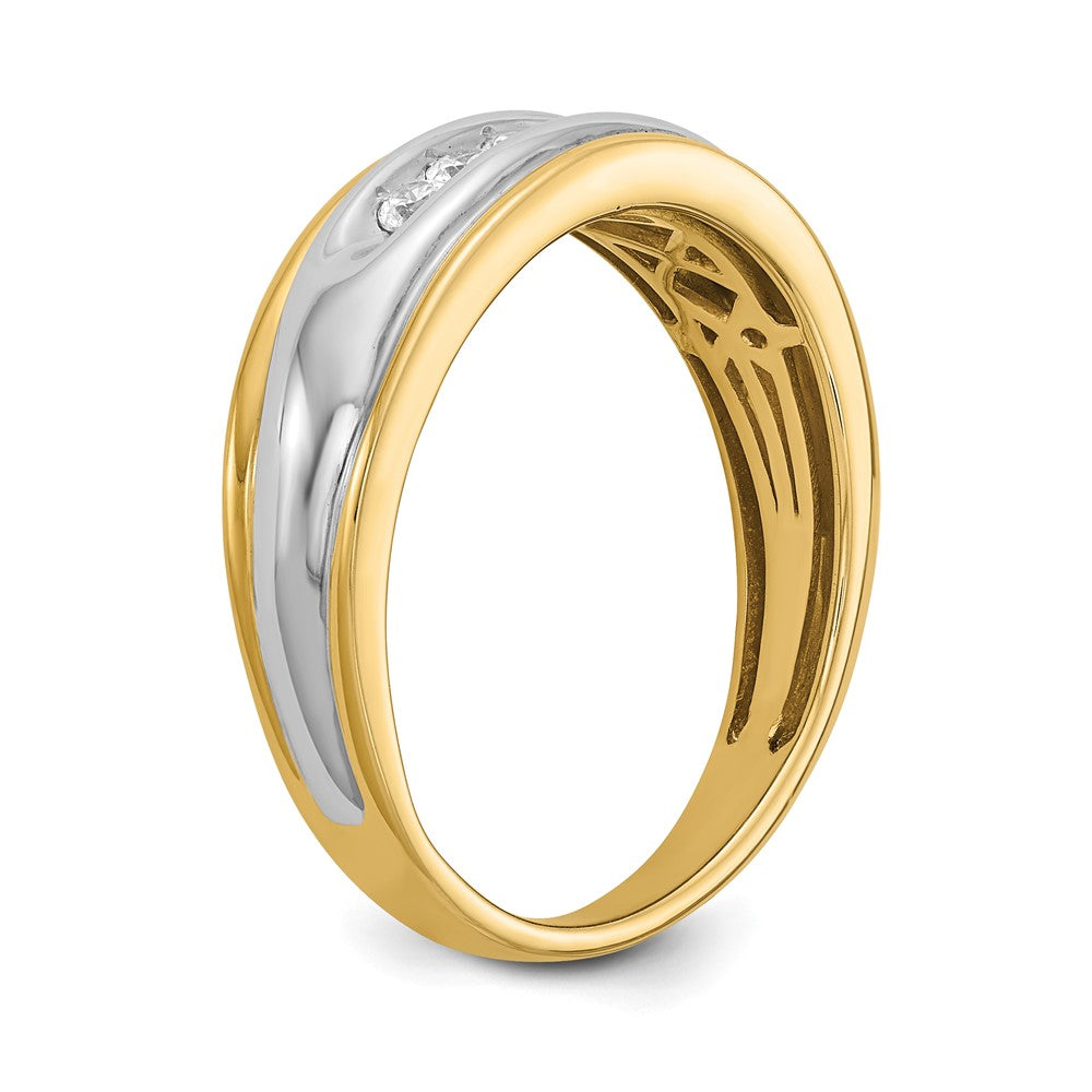 14K Gelb- & Weißgold Herrenring mit echten Diamanten
