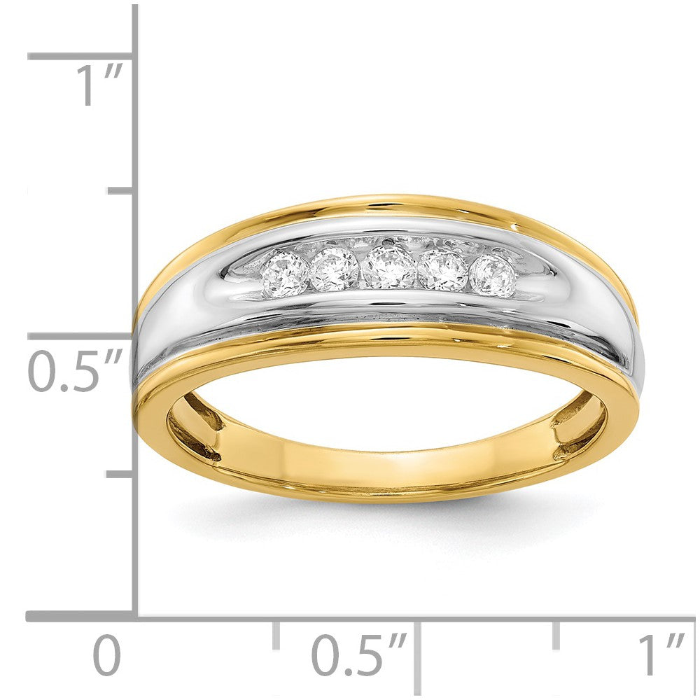 14K Gelb- & Weißgold Herrenring mit echten Diamanten