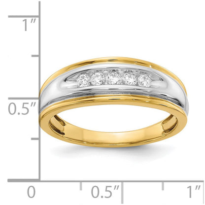 14K Gelb- & Weißgold Herrenring mit echten Diamanten