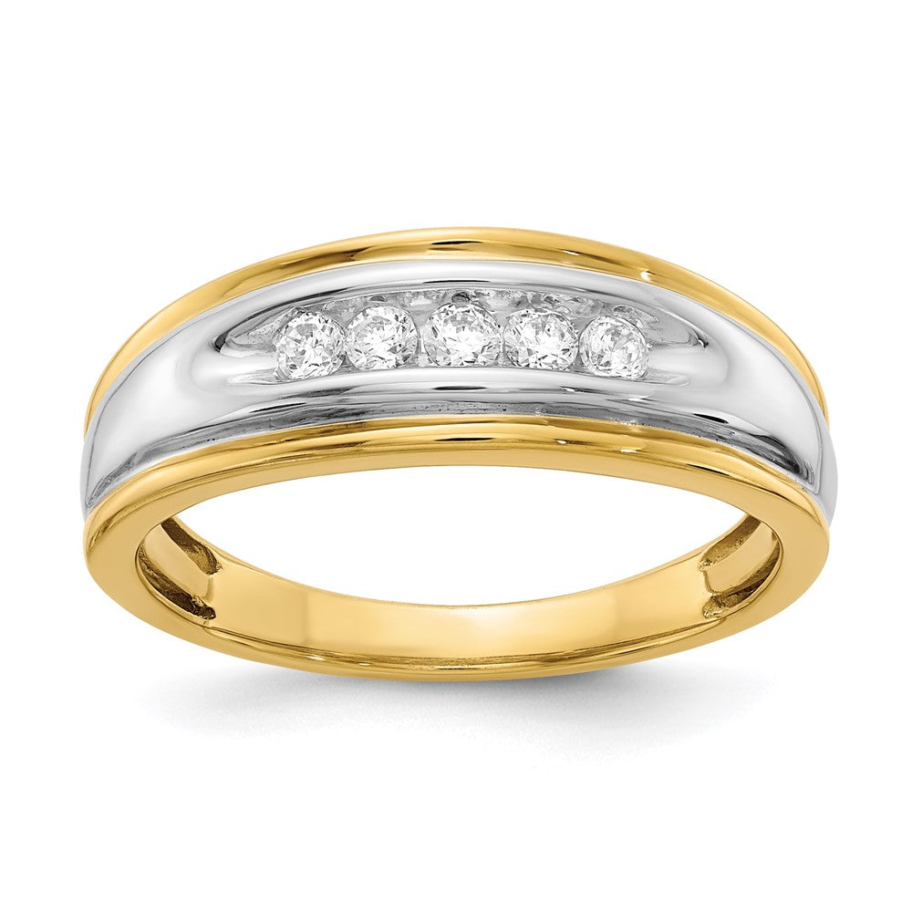 14K Gelb- & Weißgold Herrenring mit echten Diamanten