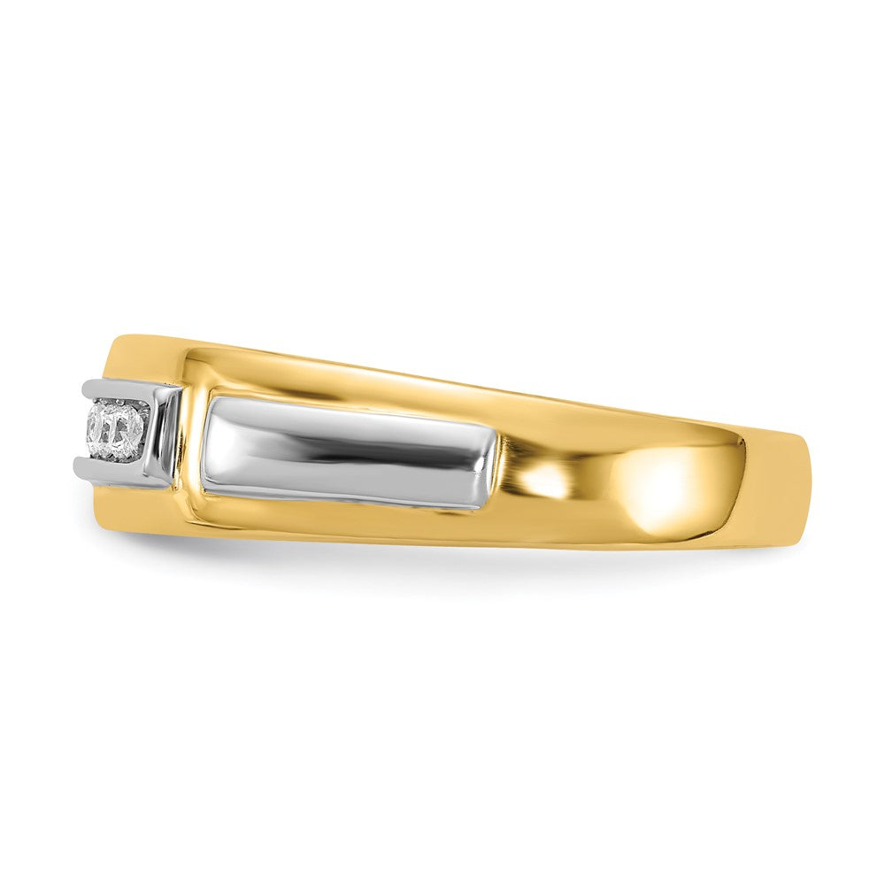 14K Gelb- und Weißgold Ring mit echten Diamanten für Herren