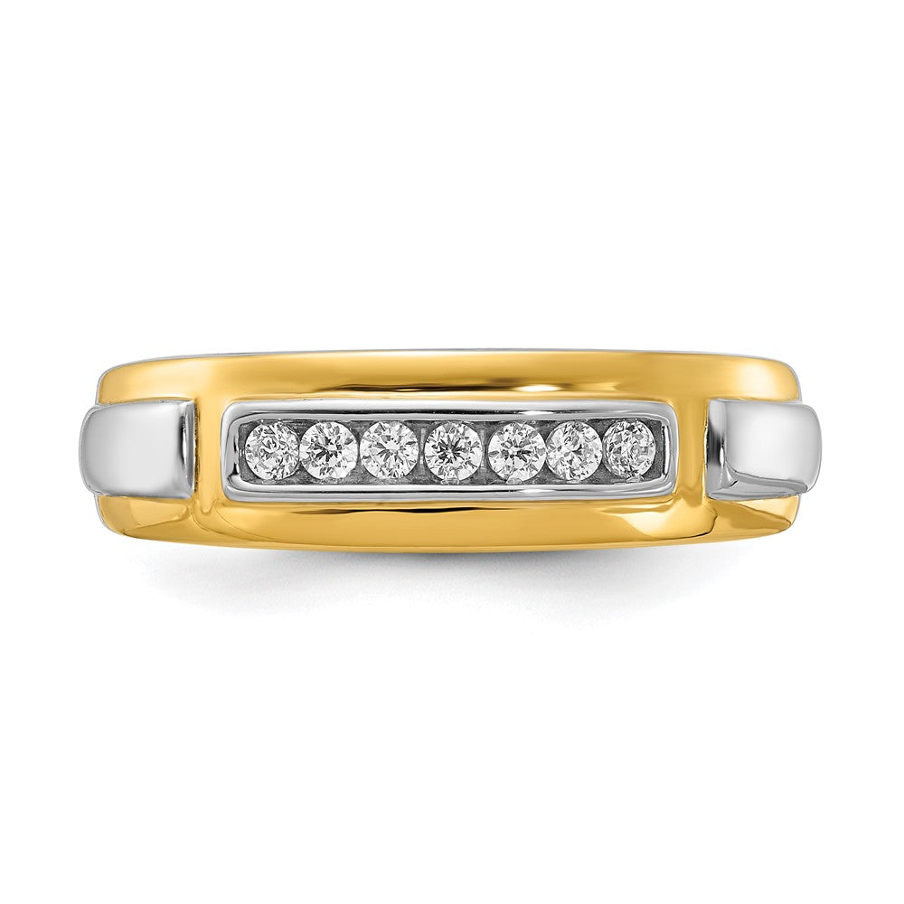 14K Gelb- und Weißgold Ring mit echten Diamanten für Herren
