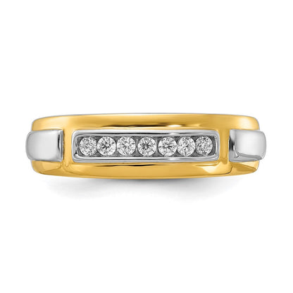 14K Gelb- und Weißgold Ring mit echten Diamanten für Herren