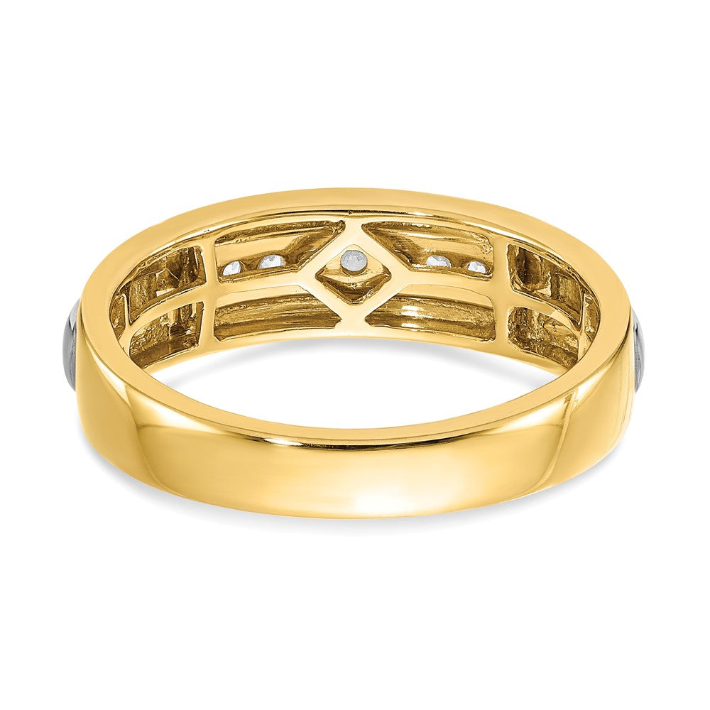 14K Gelb- und Weißgold Ring mit echten Diamanten für Herren