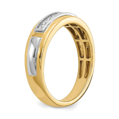14K Gelb- und Weißgold Ring mit echten Diamanten für Herren