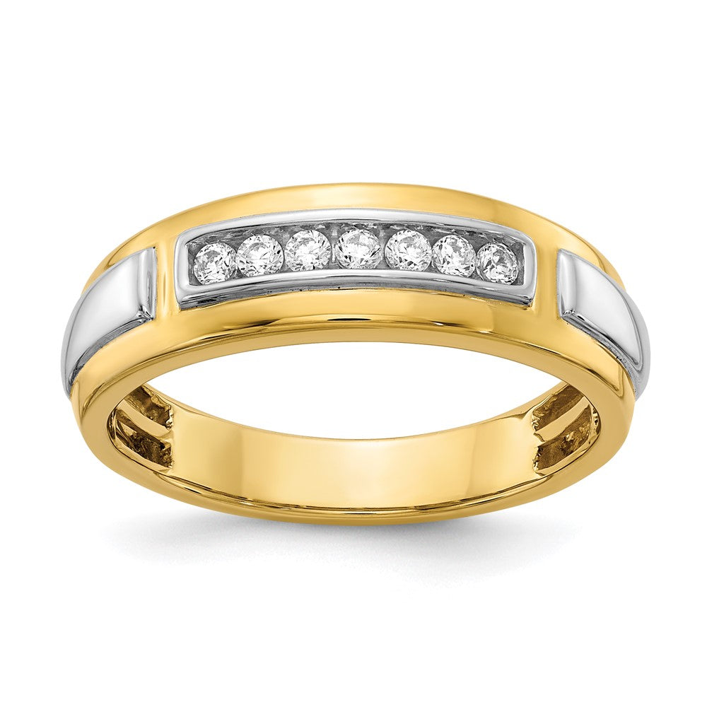 14K Gelb- und Weißgold Ring mit echten Diamanten für Herren