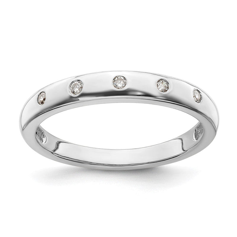 14K Weißgold Ring mit 5 natürlichen Diamanten