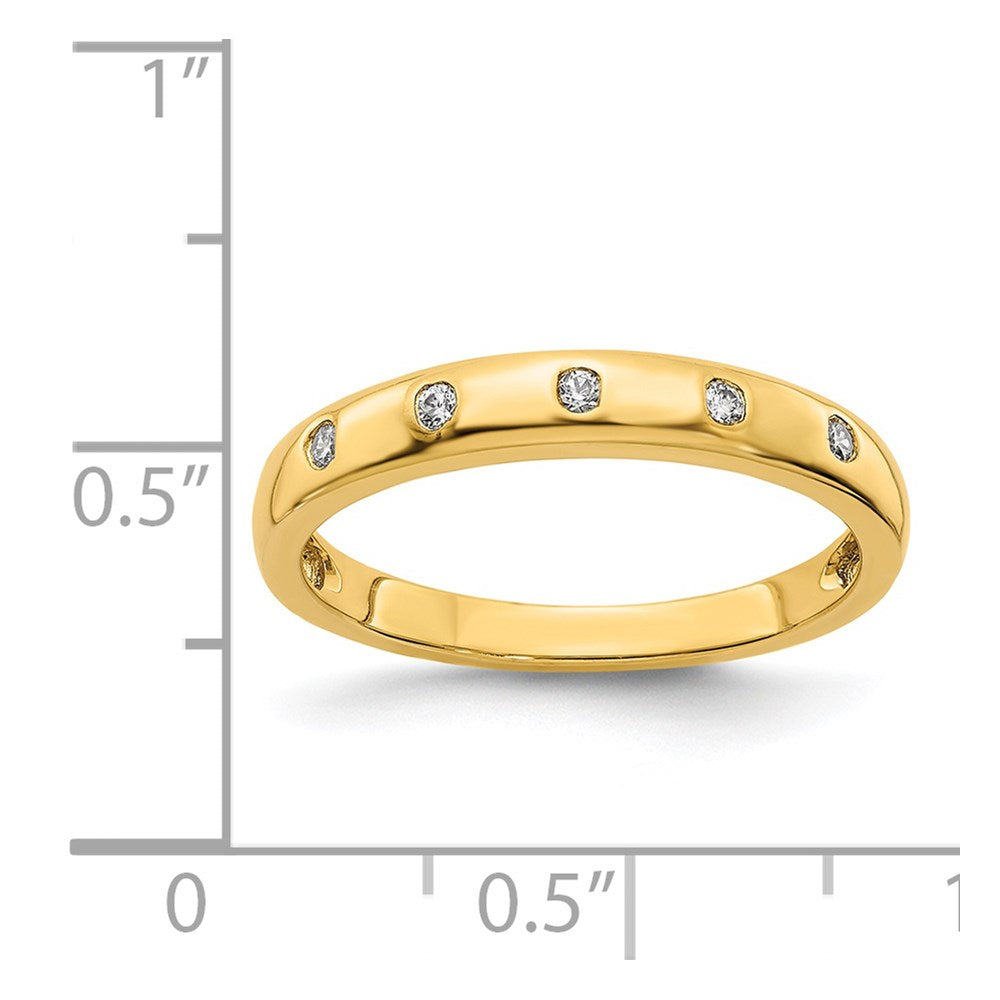 14K Gelbgold Ring mit 5 natürlichen Diamanten