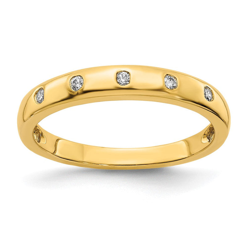14K Gelbgold Ring mit 5 natürlichen Diamanten