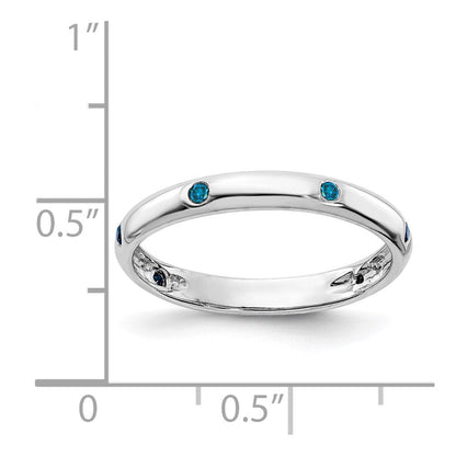 14K Weißgold 6 Stein Blau Diamant Ring (size 6.75 Nur)