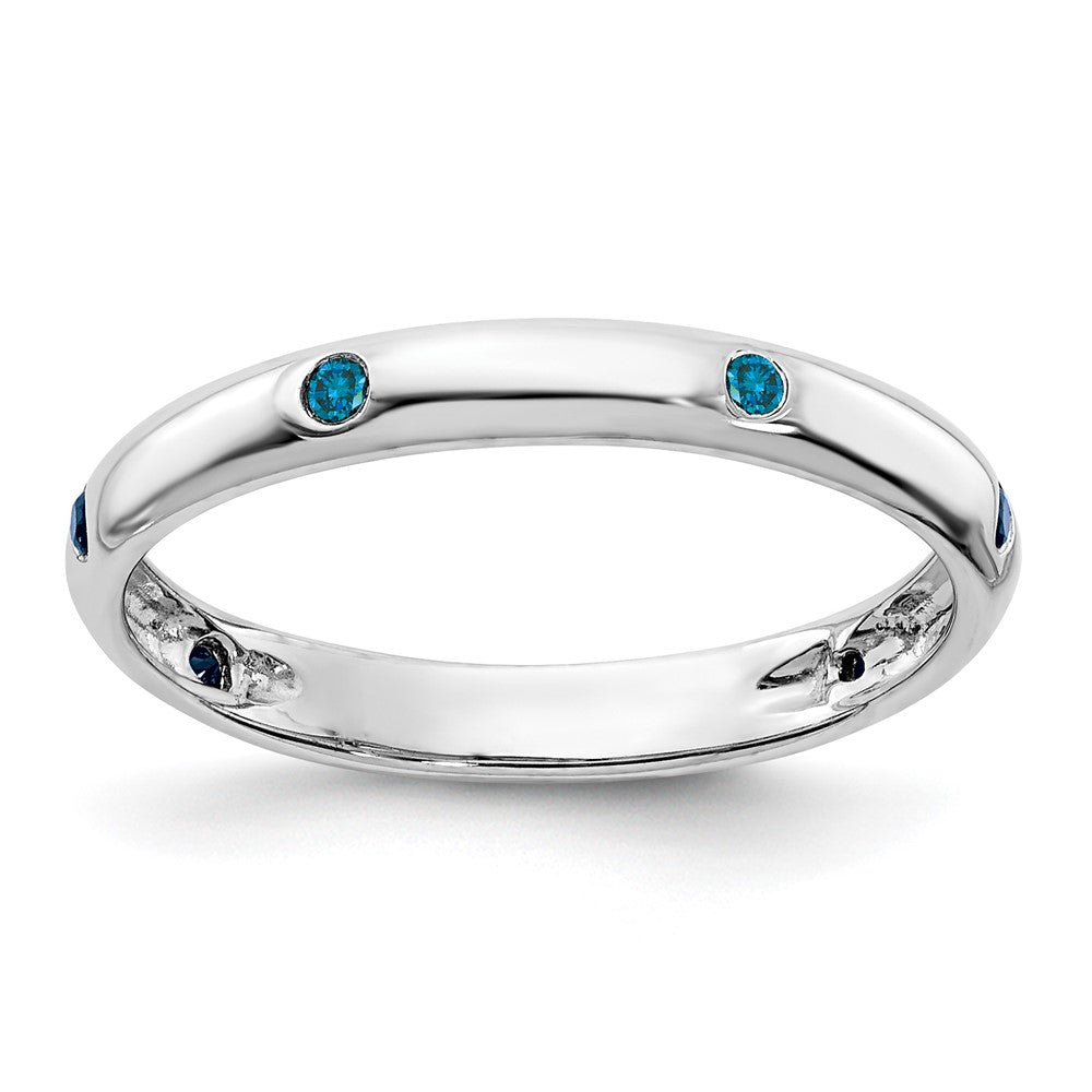14K Weißgold 6 Stein Blau Diamant Ring (size 6.75 Nur)