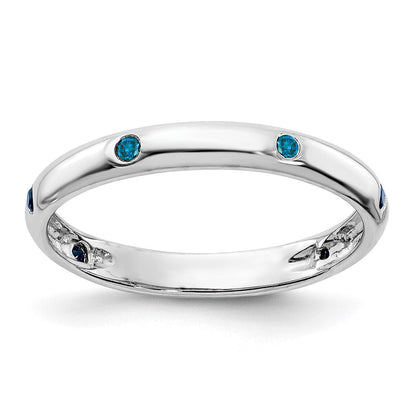 14K Weißgold 6 Stein Blau Diamant Ring (size 6.75 Nur)
