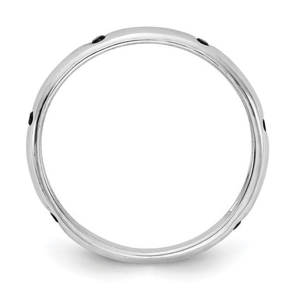 14K Weißgold Ring mit 6 natürlichen schwarzen Diamanten