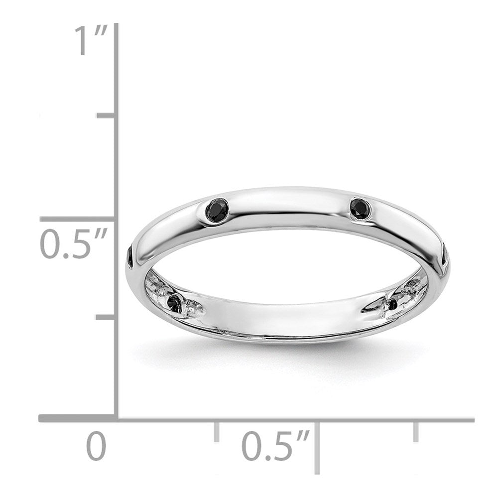 14K Weißgold Ring mit 6 natürlichen schwarzen Diamanten