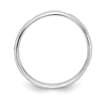 Massivring aus 14K Weißgold mit 6 Steinen aus simuliertem rosa Saphir
