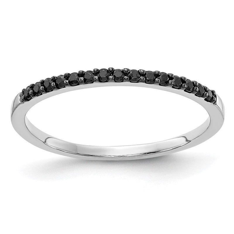 14K Weißgold Ring mit schwarzen Diamanten