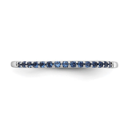 14K Weißgold Ring mit blauem Saphir
