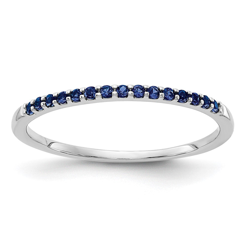 14K Weißgold Ring mit blauem Saphir