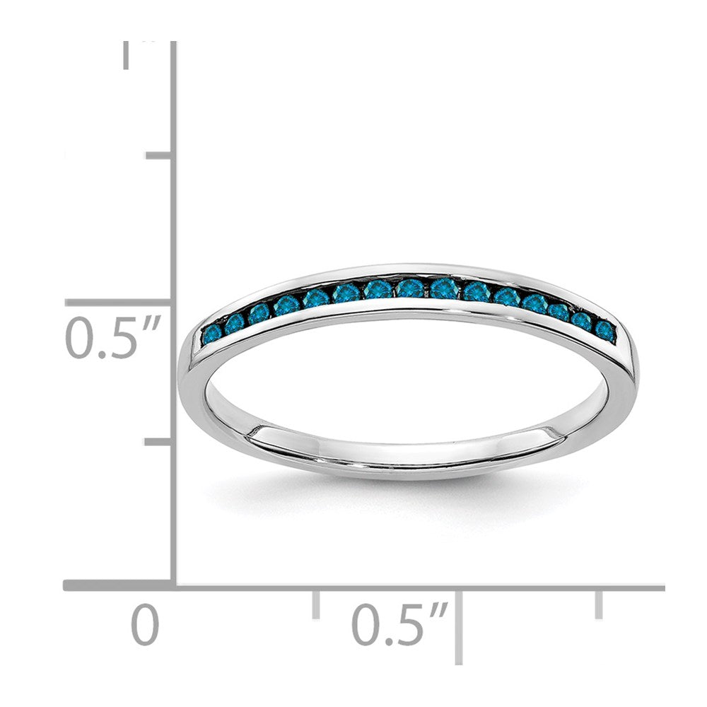 14K Weißgold Blau Diamant Kanalfassung Ring