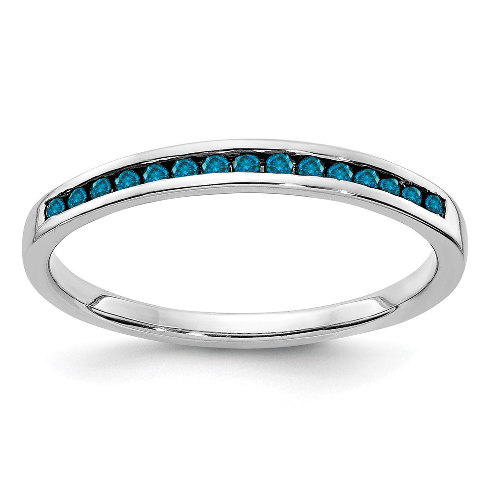 14K Weißgold Blau Diamant Kanalfassung Ring