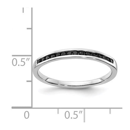 14K Weißgold Herrenring mit schwarzen natürlichen Diamanten, kanalgefasst