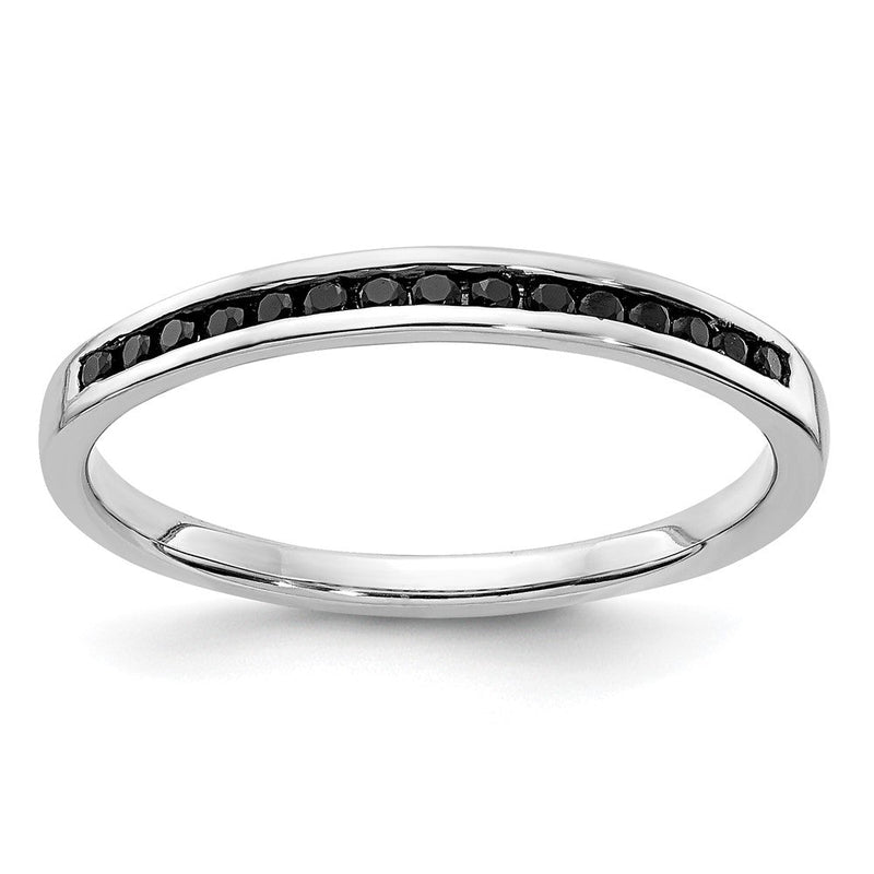 14K Weißgold Herrenring mit schwarzen natürlichen Diamanten, kanalgefasst